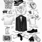 dibujo de cosas relacionadas con como ahorrar en ropa y accesorios sin sacrificar el estilo by norman rockwell black and withe high quality hyper detailed