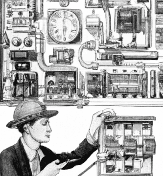 dibujo de cosas relacionadas con como elegir un contador para tu negocio by norman rockwell black and withe high quality hyper detailed