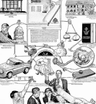 dibujo de cosas relacionadas con como prepararse para cambios en las leyes fiscales by norman rockwell black and withe high quality hyper detailed