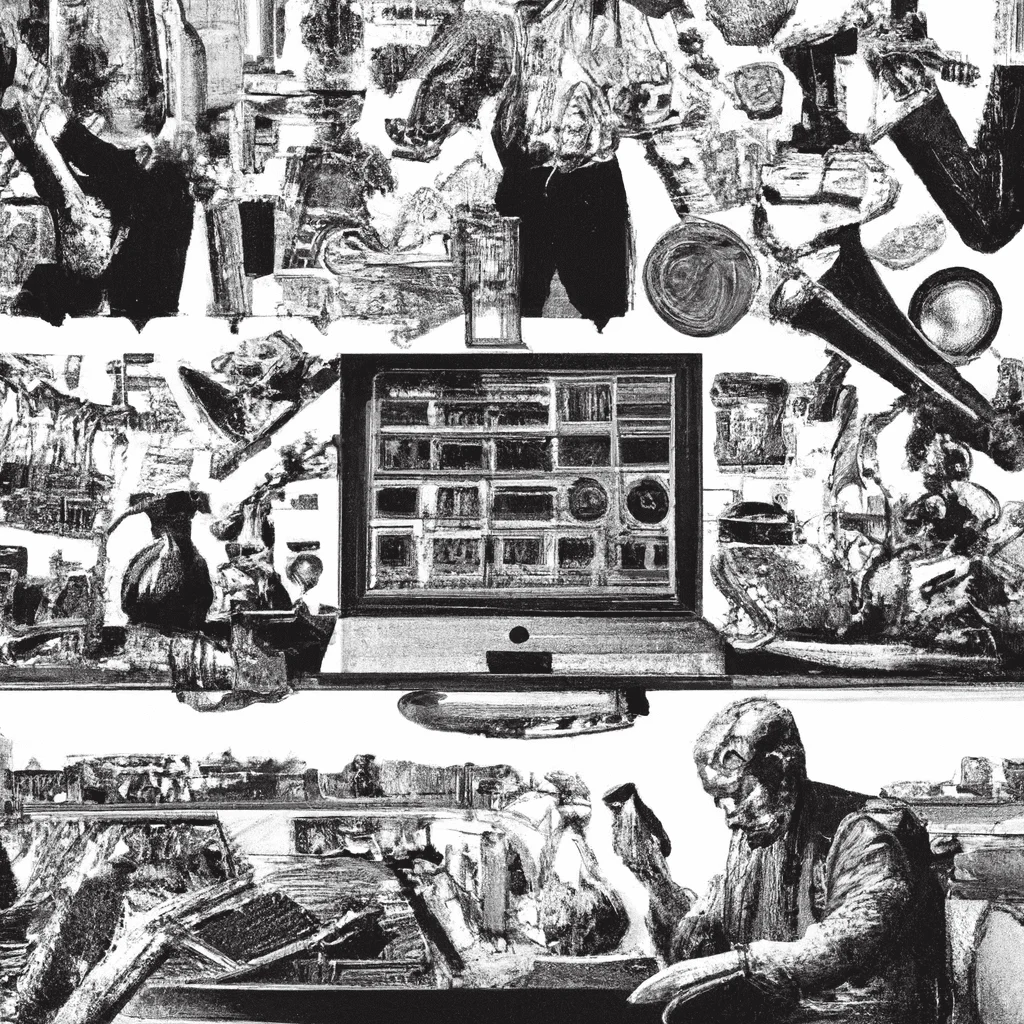 dibujo de cosas relacionadas con como utilizar herramientas y plataformas en linea para investigar y comprar bonos by norman rockwell black and withe high quality hyper detailed
