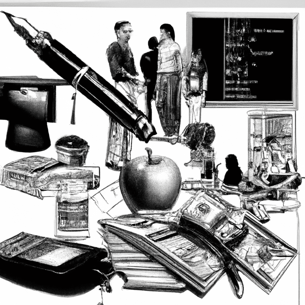 dibujo de cosas relacionadas con educacion financiera continua mantente actualizado by norman rockwell black and withe high quality hyper detailed
