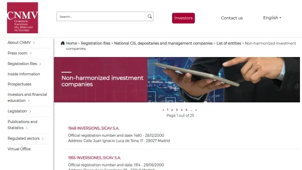 Portal CNMV con información financiera de empresas cotizadas españolas