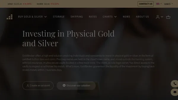 Vista completa de GoldBroker.com