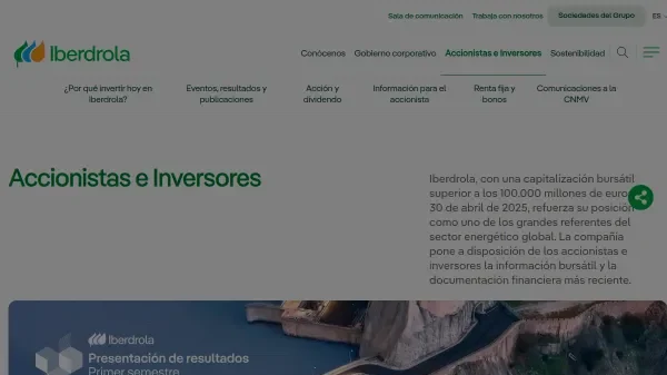 Portal de inversores de Iberdrola con información financiera