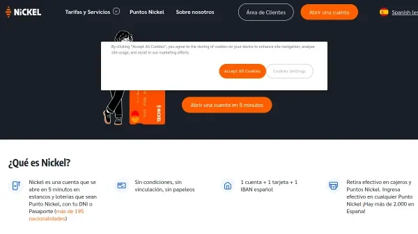 Nickel - Neobanco híbrido Vista completa de Nickel mostrando su red de estancos y loterías
