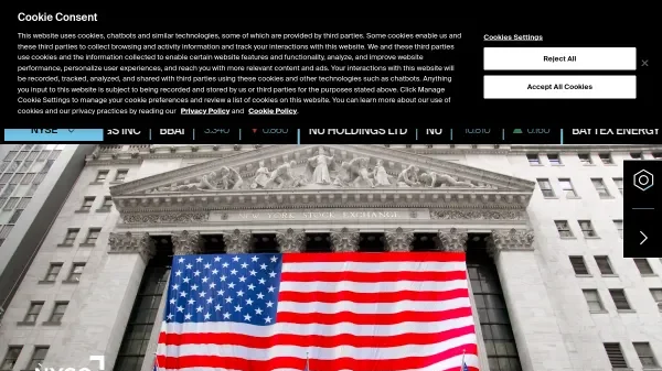 Página principal de la Bolsa de Nueva York donde se negocian acciones de las principales empresas globales