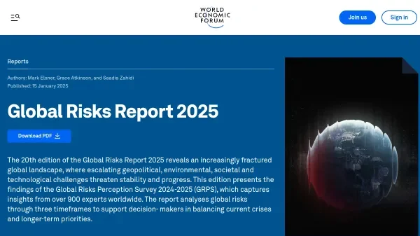 Vista del informe del Foro Económico Mundial sobre riesgos geopolíticos y su impacto en las inversiones globales